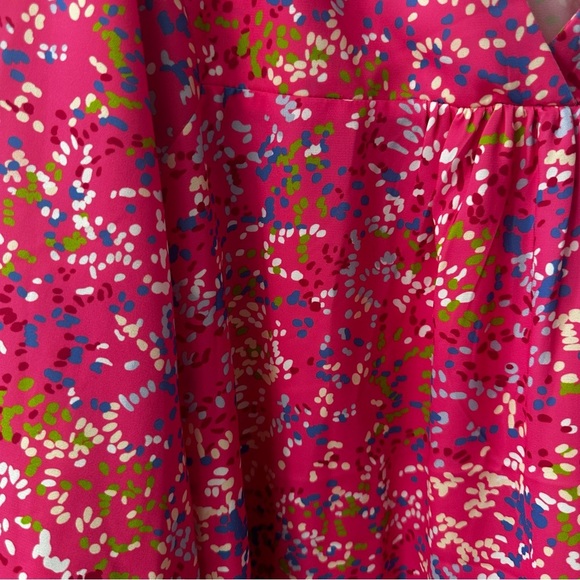 XL Pink Silky Floral Puff Sleeve Blouse | Grandmacore Coquette NWOT - Picture 3 of 7